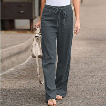 Casual Pants Solid Color Lace-Up Casual Loose Straight Trousers