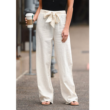 Casual Pants Solid Color Lace-Up Casual Loose Straight Trousers